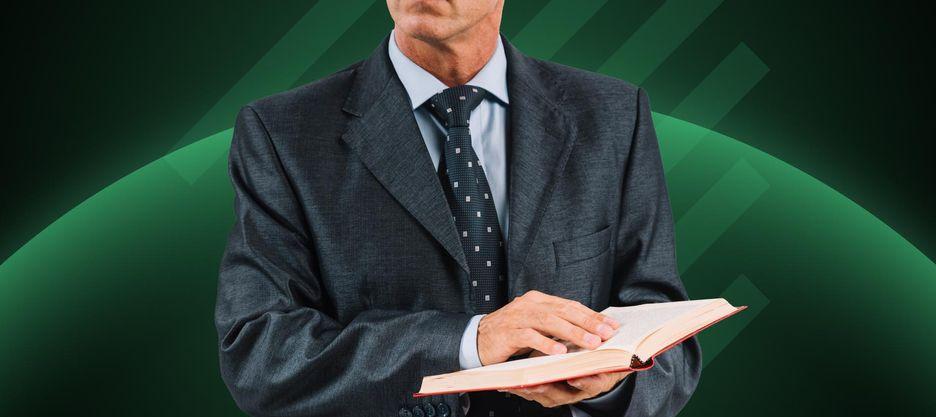 A lawyer with a book in his hands